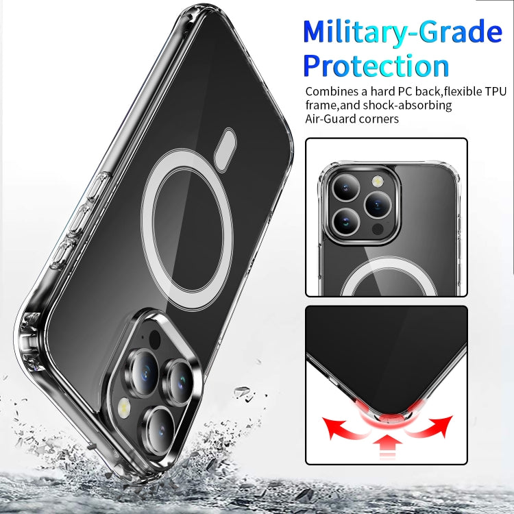 For iPhone 16 Pro Max Four Corner Airbags MagSafe Magnetic Phone Case(Transparent) by buy2fix
