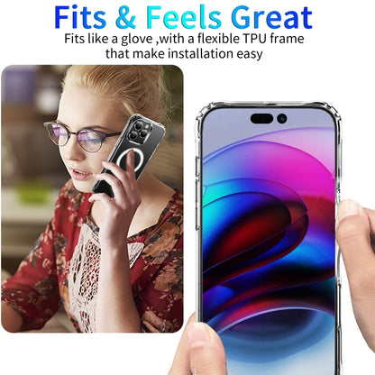 For iPhone 16 Pro Max Four Corner Airbags MagSafe Magnetic Phone Case(Transparent) by buy2fix
