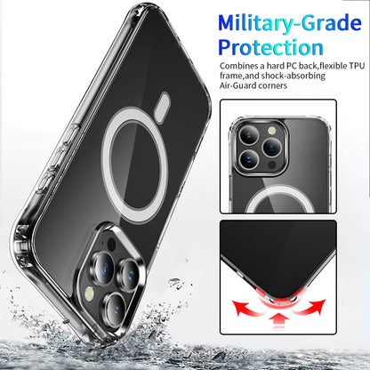 For iPhone 16 Pro Four Corner Airbags MagSafe Magnetic Phone Case(Transparent) by buy2fix