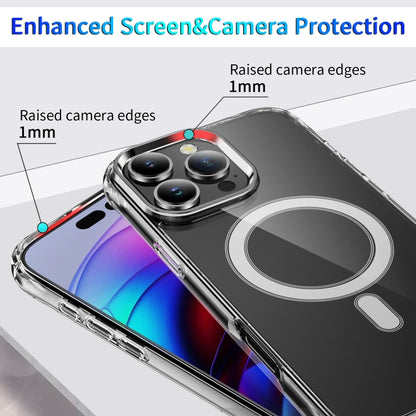 For iPhone 16 Pro Four Corner Airbags MagSafe Magnetic Phone Case(Transparent) by buy2fix