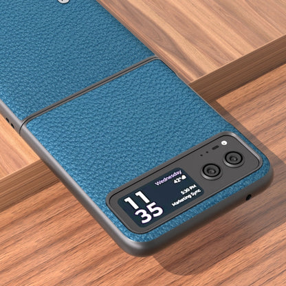 For Motorola Razr 40 ABEEL Genuine Leather Litchi Texture Phone Case(Blue) - Motorola Cases by buy2fix | Online Shopping UK | buy2fix