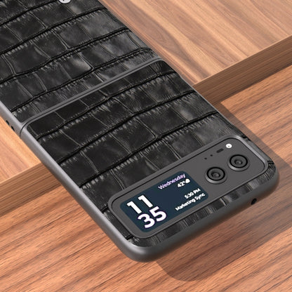 For Motorola Razr 40 ABEEL Crocodile Texture Genuine Leather Phone Case(Black) - Motorola Cases by buy2fix | Online Shopping UK | buy2fix