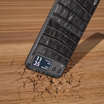 For Motorola Razr 40 ABEEL Crocodile Texture Genuine Leather Phone Case(Black) - Motorola Cases by buy2fix | Online Shopping UK | buy2fix