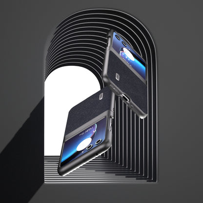 For Motorola Razr 40 Ultra ABEEL Cross Texture Genuine Leather Phone Case(Blue) by buy2fix