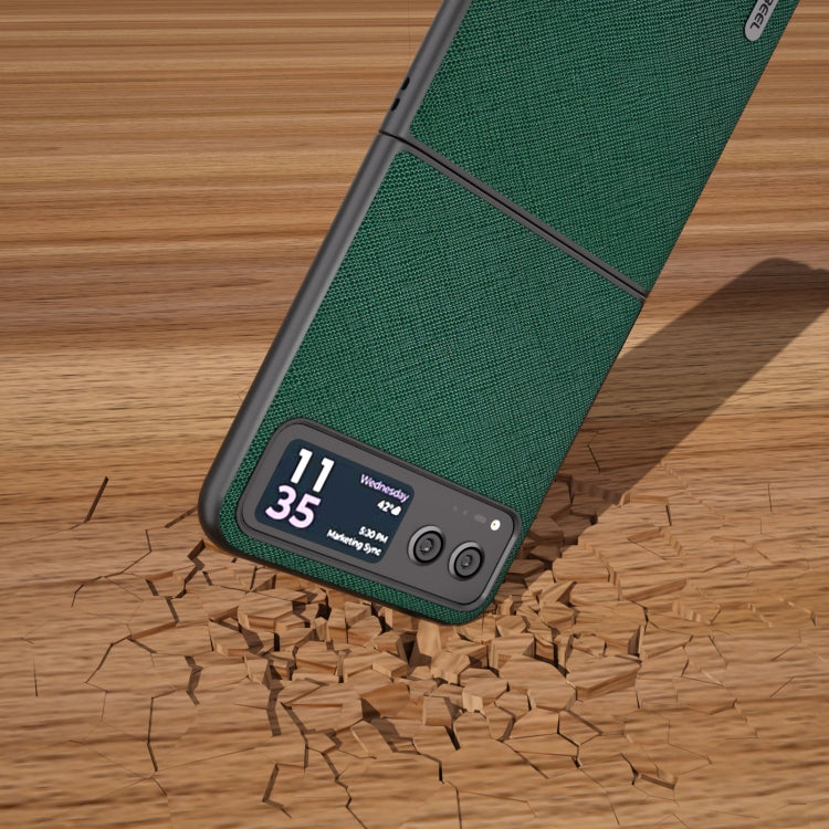 For Motorola Razr 40 ABEEL Cross Texture Genuine Leather Phone Case(Green) by buy2fix