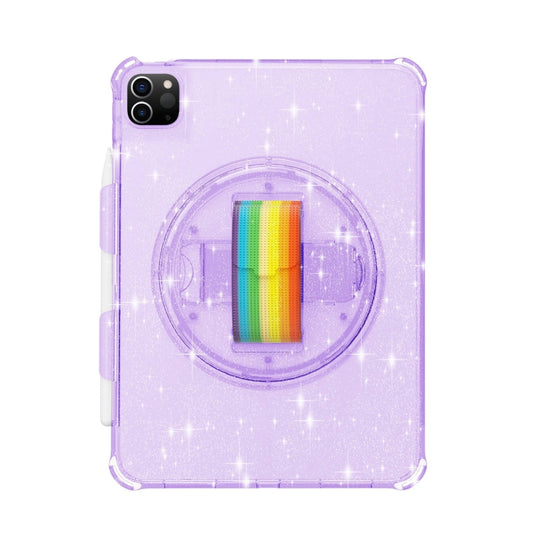 For iPad Pro 11 2022 / 2021 Terminator Shockproof Glitter Powder Tablet Case with Grip Strap(Purple) - iPad Pro 11 (2022/2021) Cases by buy2fix | Online Shopping UK | buy2fix