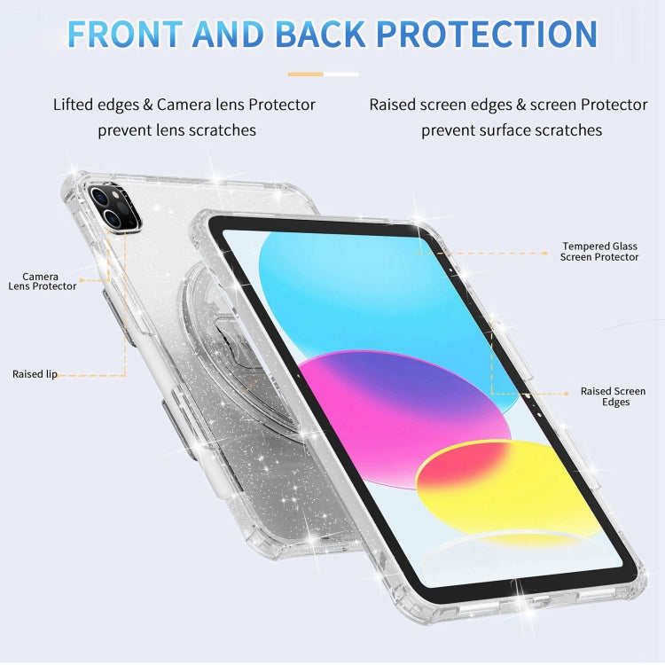 For iPad Pro 11 2022 / 2021 Terminator Shockproof Glitter Powder Tablet Case with Grip Strap(White) - iPad Pro 11 (2022/2021) Cases by buy2fix | Online Shopping UK | buy2fix