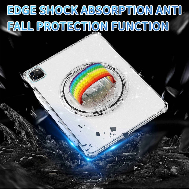 For iPad Pro 11 2022 / 2021 Terminator Shockproof Glitter Powder Tablet Case with Grip Strap(Transparent) - iPad Pro 11 (2022/2021) Cases by buy2fix | Online Shopping UK | buy2fix