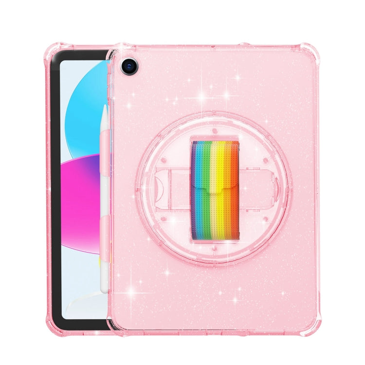 For iPad 10.2 2021 / 2020 / 10.5 Terminator Shockproof Glitter Powder Tablet Case with Grip Strap(Pink) - iPad Pro 11 (2022/2021) Cases by buy2fix | Online Shopping UK | buy2fix