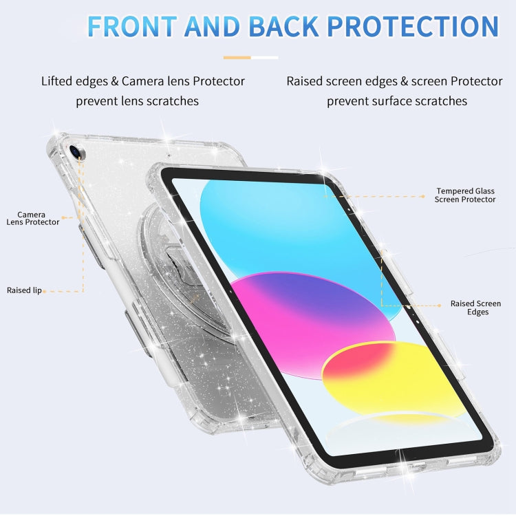 For iPad 10.2 2021 / 2020 / 10.5 Terminator Shockproof Glitter Powder Tablet Case with Grip Strap(Gold) - iPad Pro 11 (2022/2021) Cases by buy2fix | Online Shopping UK | buy2fix