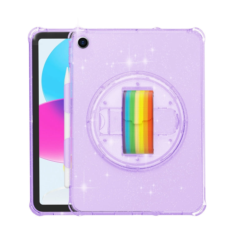 For iPad 10.2 2021 / 2020 / 10.5 Terminator Shockproof Glitter Powder Tablet Case with Grip Strap(Purple) - iPad Pro 11 (2022/2021) Cases by buy2fix | Online Shopping UK | buy2fix