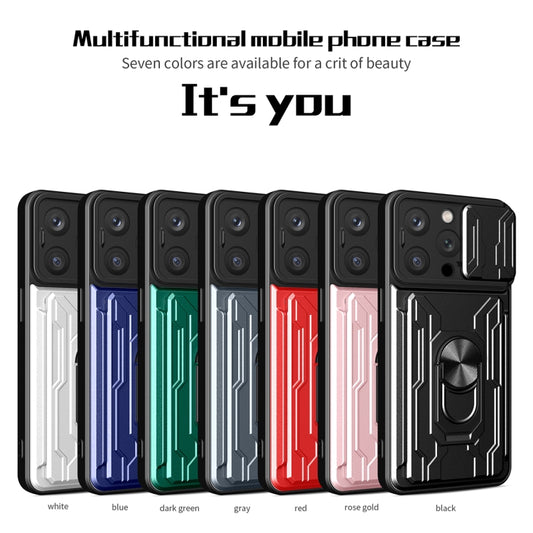 For iPhone 15 Pro Sliding Camshield TPU+PC Phone Case with Card Slot(Rose Gold) - iPhone 15 Pro Cases by buy2fix | Online Shopping UK | buy2fix