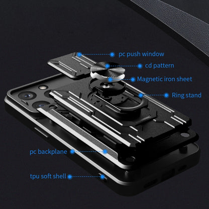 For iPhone 15 Pro Sliding Camshield TPU+PC Phone Case with Card Slot(Rose Gold) - iPhone 15 Pro Cases by buy2fix | Online Shopping UK | buy2fix