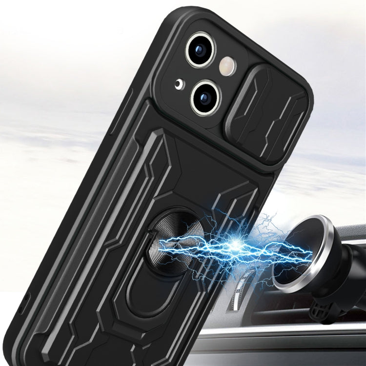 For iPhone 15 Sliding Camshield TPU+PC Phone Case with Card Slot(Rose Gold) - iPhone 15 Cases by buy2fix | Online Shopping UK | buy2fix