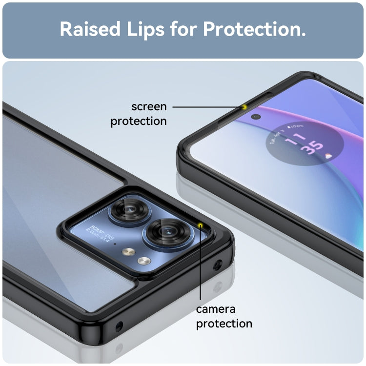 For Motorola Edge 2023 US Colorful Series Acrylic Hybrid TPU Phone Case(Black) by buy2fix