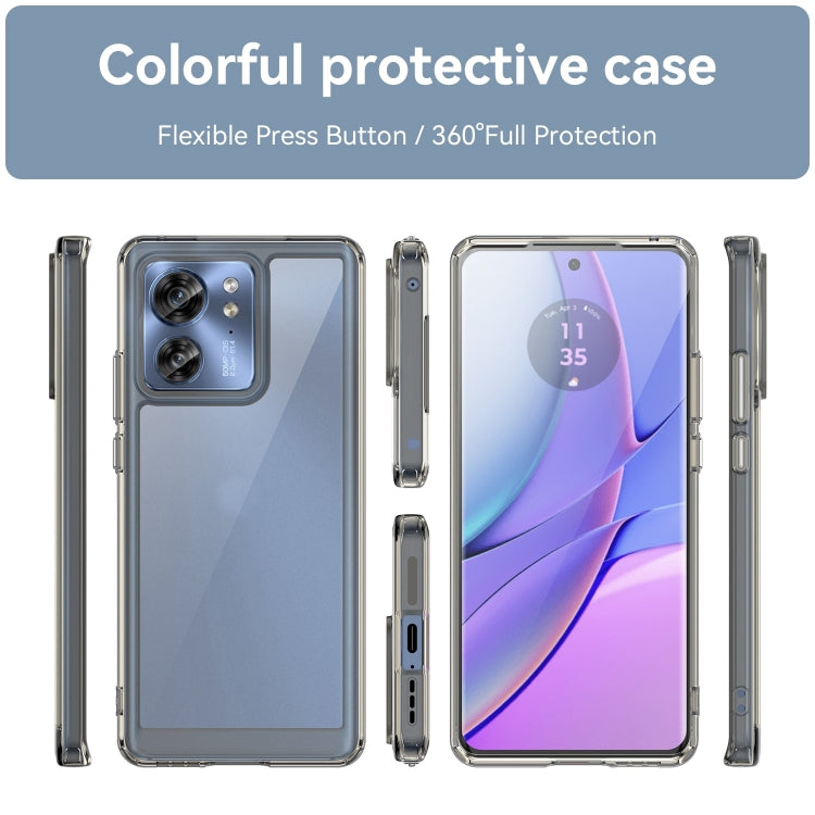 For Motorola Edge 2023 US Colorful Series Acrylic Hybrid TPU Phone Case(Transparent Grey) by buy2fix