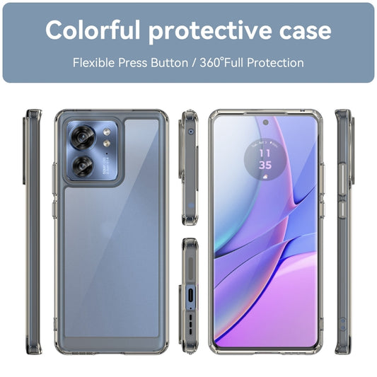 For Motorola Edge 2023 US Colorful Series Acrylic Hybrid TPU Phone Case(Transparent Grey) by buy2fix
