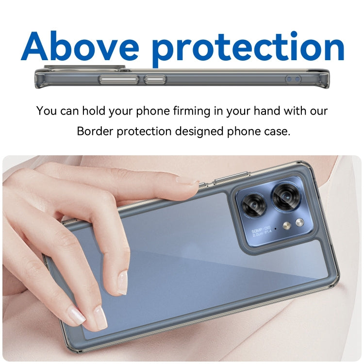 For Motorola Edge 2023 US Colorful Series Acrylic Hybrid TPU Phone Case(Transparent Grey) by buy2fix