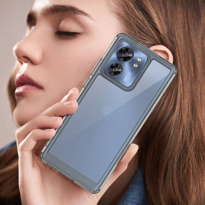 For Motorola Edge 2023 US Colorful Series Acrylic Hybrid TPU Phone Case(Transparent Grey) by buy2fix