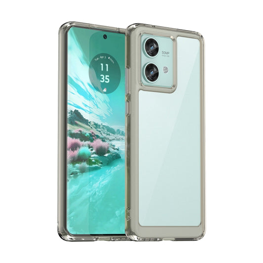 For Motorola Edge 40 Neo Colorful Series Acrylic Hybrid TPU Phone Case(Transparent Grey) by buy2fix