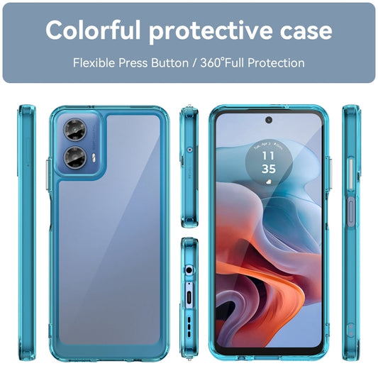 For Motorola Moto G34 Colorful Series Acrylic Hybrid TPU Phone Case(Transparent Blue) by buy2fix