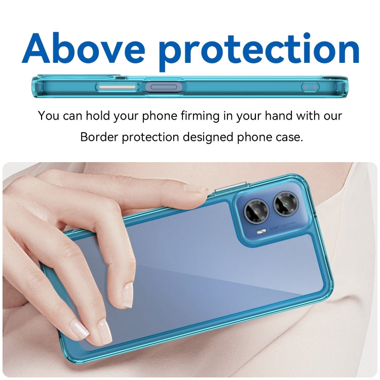 For Motorola Moto G34 Colorful Series Acrylic Hybrid TPU Phone Case(Transparent Blue) by buy2fix