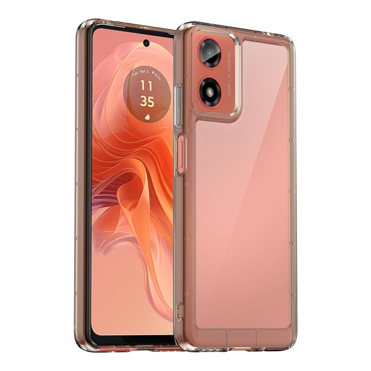 For Motorola Moto G04 Colorful Series Acrylic Hybrid TPU Phone Case(Transparent Grey) by buy2fix