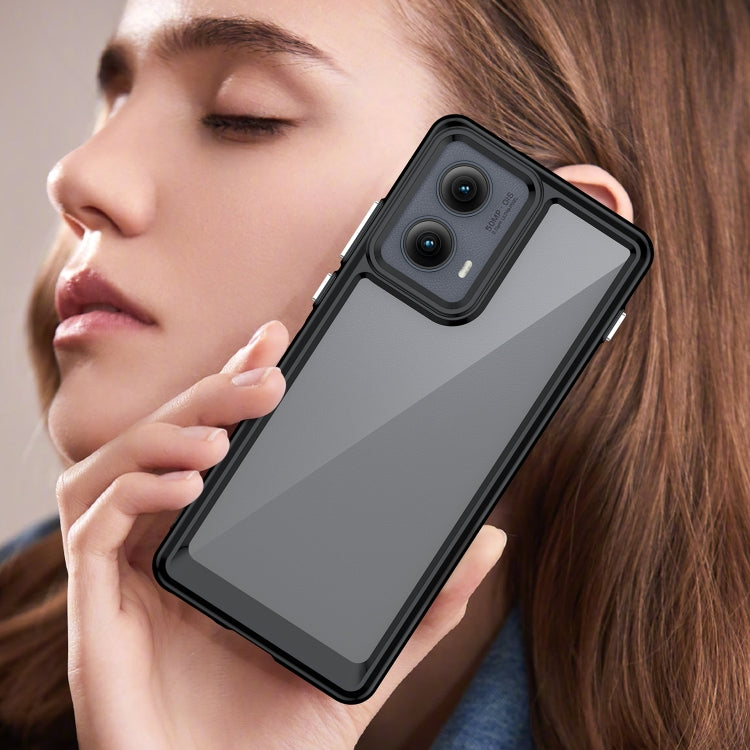 For Motorola Edge 2024 Colorful Series Acrylic Hybrid TPU Phone Case(Black) by buy2fix