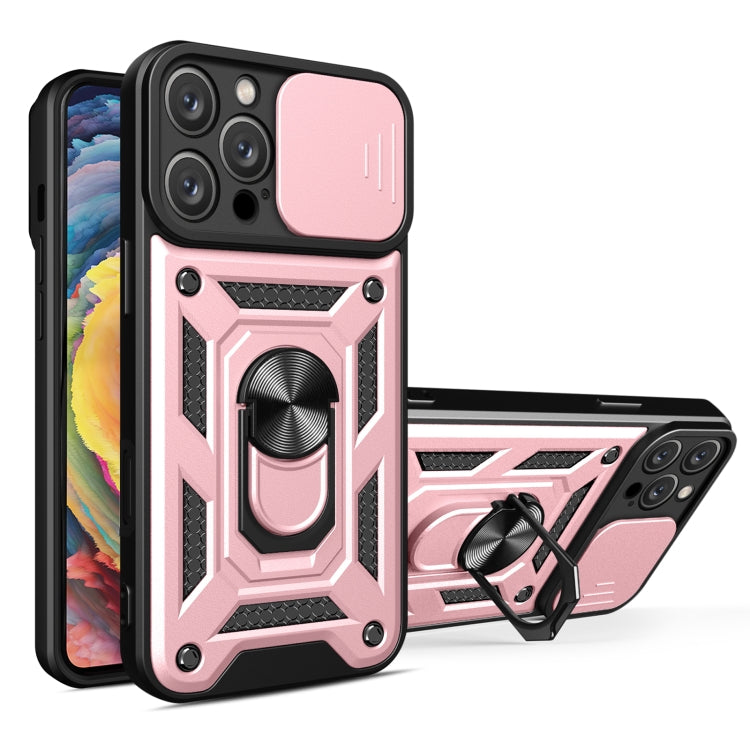 For iPhone 16 Pro Max Sliding Camera Cover Design TPU+PC Phone Case(Rose Gold) by buy2fix