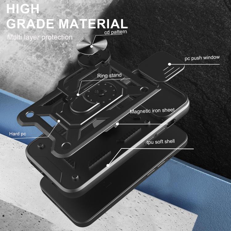For iPhone 16e Sliding Camera Cover Design TPU+PC Phone Case(Red) - iPhone 16e Cases by buy2fix | Online Shopping UK | buy2fix