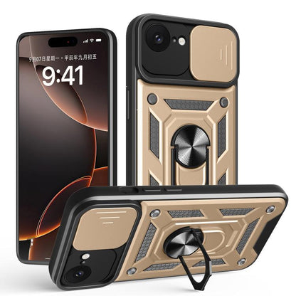 For iPhone 16e Sliding Camera Cover Design TPU+PC Phone Case(Gold) - iPhone 16e Cases by buy2fix | Online Shopping UK | buy2fix