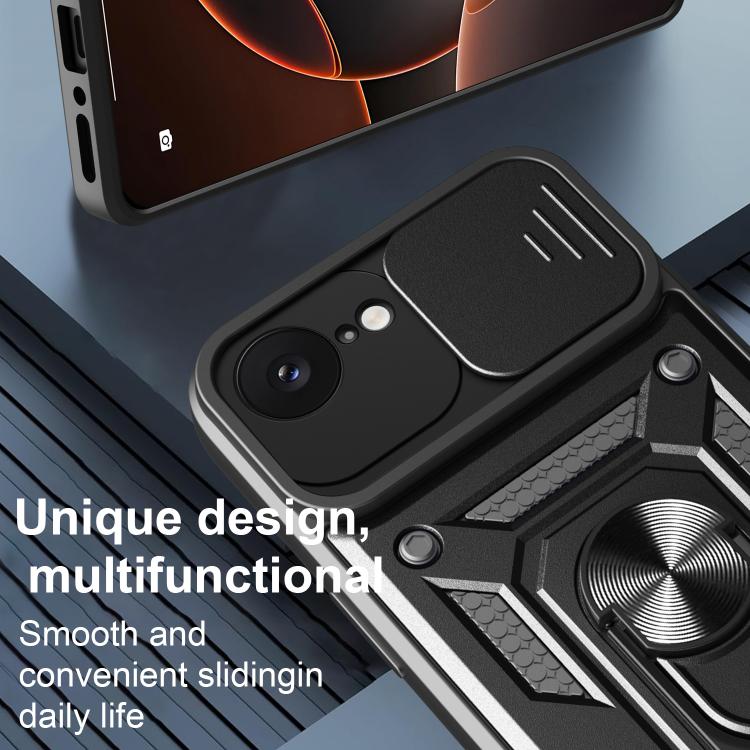 For iPhone 16e Sliding Camera Cover Design TPU+PC Phone Case(Silver) - iPhone 16e Cases by buy2fix | Online Shopping UK | buy2fix