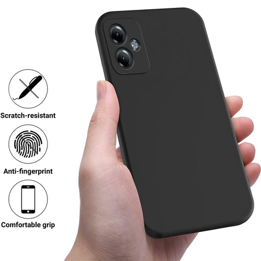 For Motorola Moto G14 Solid Color Liquid Silicone Dropproof Full Coverage Phone Case(Black) - Motorola Cases by buy2fix | Online Shopping UK | buy2fix