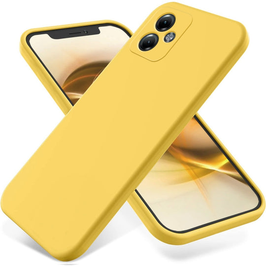 For Motorola Moto G14 Solid Color Liquid Silicone Dropproof Full Coverage Phone Case(Yellow)