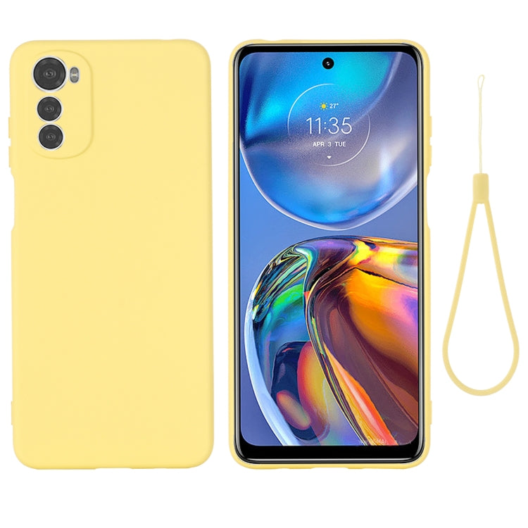 For Motorola Moto E32 4G Solid Color Liquid Silicone Dropproof Full Coverage Phone Case(Yellow) by buy2fix