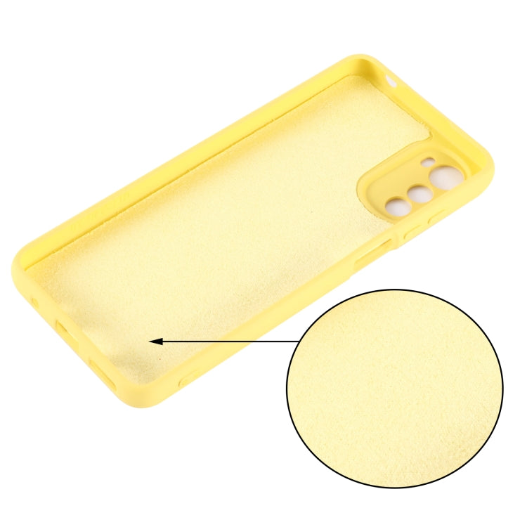 For Motorola Moto E32 4G Solid Color Liquid Silicone Dropproof Full Coverage Phone Case(Yellow) by buy2fix