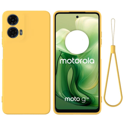For Motorola Moto G04 / G24 Solid Color Liquid Silicone Dropproof Full Coverage Phone Case(Yellow) by buy2fix