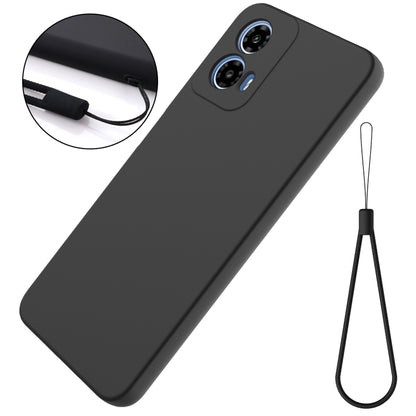For Motorola Moto G34 Solid Color Liquid Silicone Dropproof Full Coverage Phone Case(Black) by buy2fix