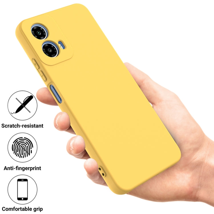 For Motorola Moto G34 Solid Color Liquid Silicone Dropproof Full Coverage Phone Case(Yellow) by buy2fix
