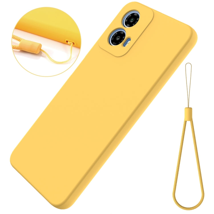 For Motorola Moto G34 Solid Color Liquid Silicone Dropproof Full Coverage Phone Case(Yellow) by buy2fix