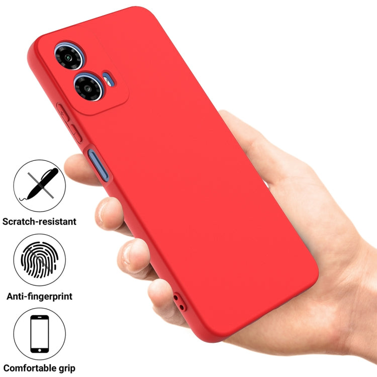 For Motorola Moto G34 Solid Color Liquid Silicone Dropproof Full Coverage Phone Case(Red) by buy2fix