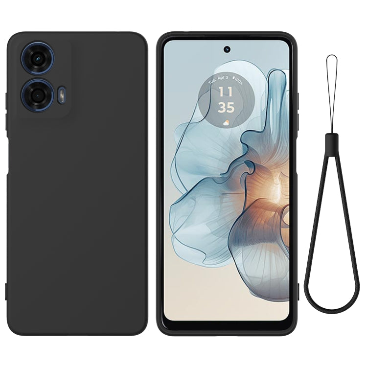 For Motorola Moto G24 Power Solid Color Liquid Silicone Dropproof Full Coverage Phone Case(Black) by buy2fix