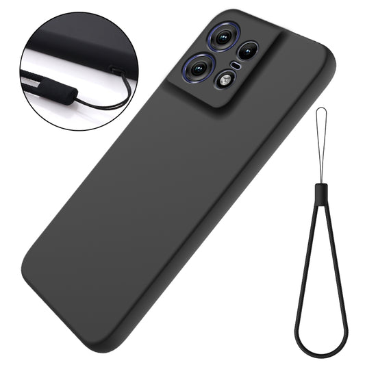 For Motorola Edge 50 Pro Solid Color Liquid Silicone Dropproof Full Coverage Phone Case(Black) - Motorola Cases by buy2fix | Online Shopping UK | buy2fix