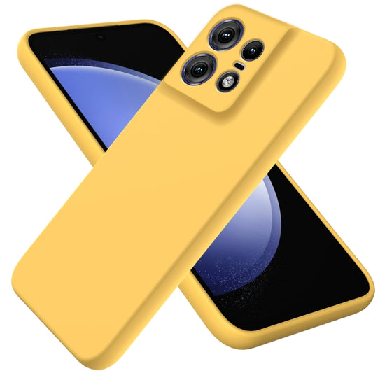 For Motorola Edge 50 Pro Solid Color Liquid Silicone Dropproof Full Coverage Phone Case(Yellow)