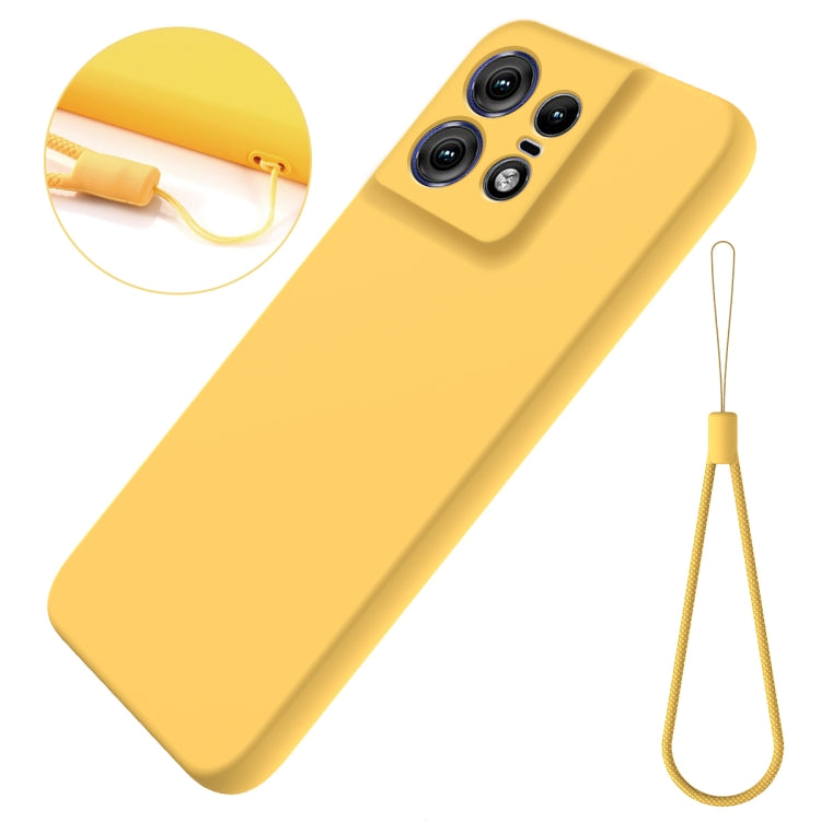 For Motorola Edge 50 Pro Solid Color Liquid Silicone Dropproof Full Coverage Phone Case(Yellow) by buy2fix