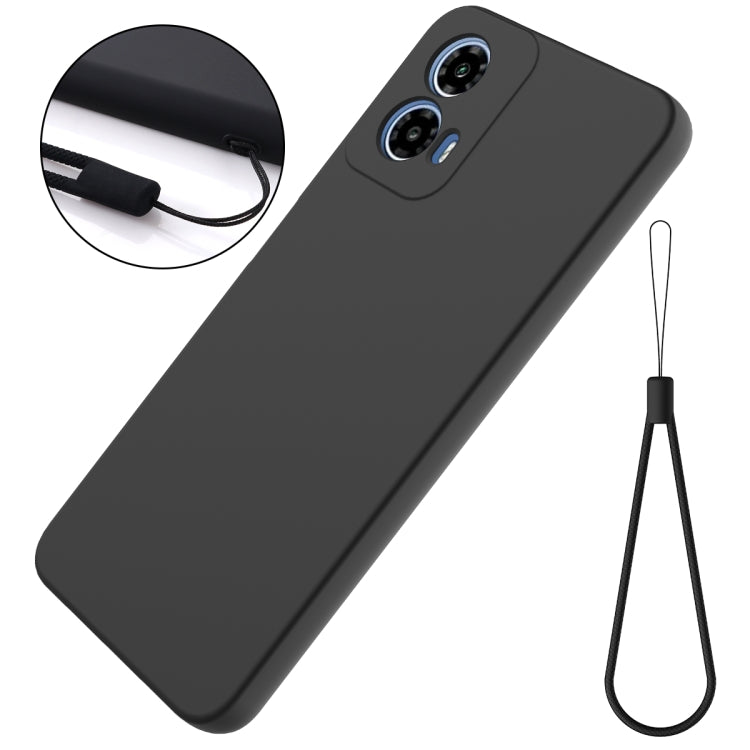 For Motorola Moto G Power 2024 Solid Color Liquid Silicone Dropproof Full Coverage Phone Case(Black) by buy2fix