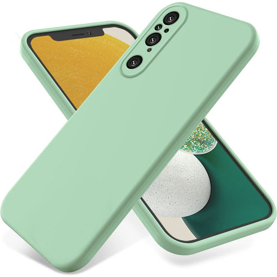 For Sony Xperia 1 V Solid Color Liquid Silicone Dropproof Full Coverage Phone Case(Green)