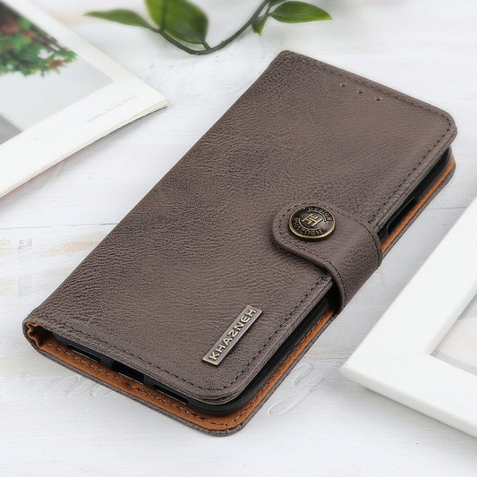 For OPPO Reno11 5G Global KHAZNEH Cowhide Texture Flip Leather Phone Case(Khaki) - OPPO Cases by buy2fix | Online Shopping UK | buy2fix
