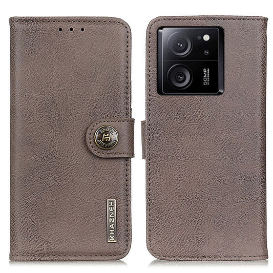 For Xiaomi 13T 5G / Redmi K60 Ultra 5G KHAZNEH Cowhide Texture Flip Leather Phone Case(Khaki) - Xiaomi Cases by buy2fix | Online Shopping UK | buy2fix