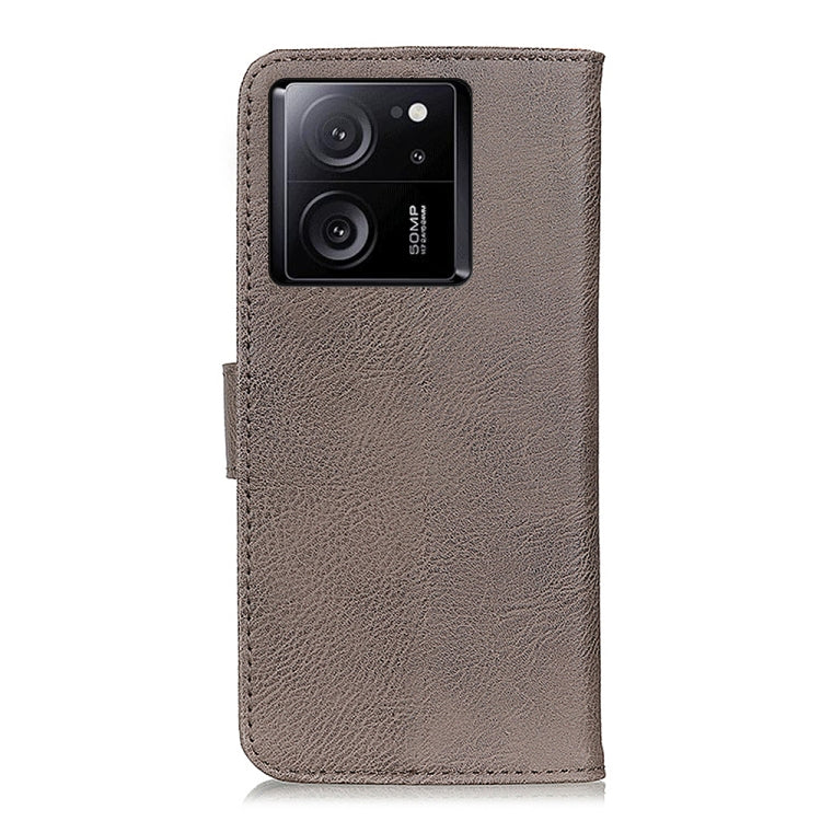 For Xiaomi 13T 5G / Redmi K60 Ultra 5G KHAZNEH Cowhide Texture Flip Leather Phone Case(Khaki) - Xiaomi Cases by buy2fix | Online Shopping UK | buy2fix